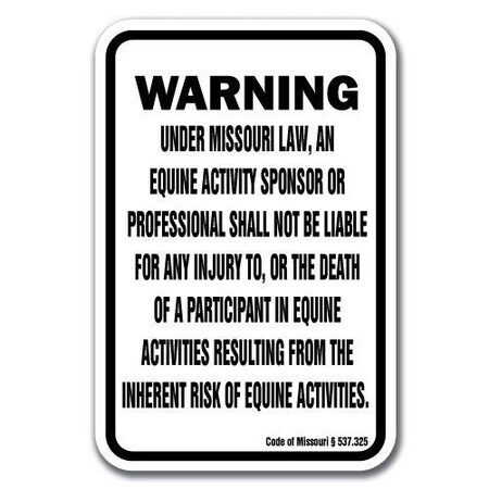 Signmission Safety Sign, 18 in Height, Aluminum, 12 in Length, Equine - Missouri A-1218 Equine - Missouri